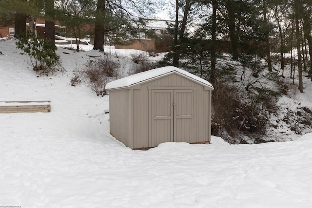 view of snow covered structure