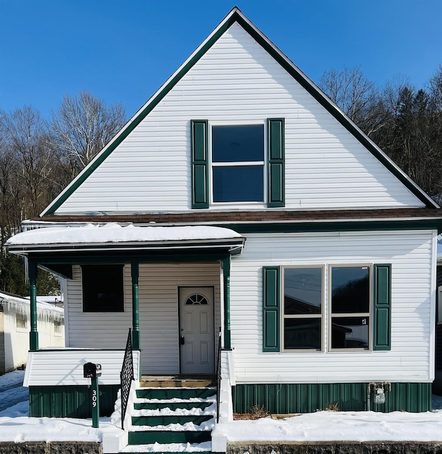 view of front facade featuring covered porch