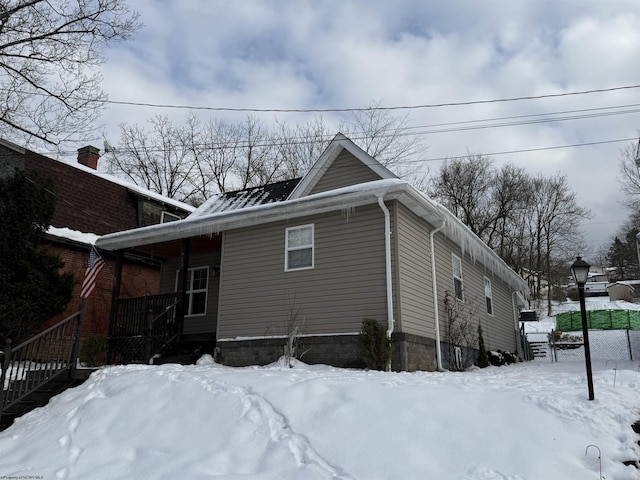 view of snowy exterior