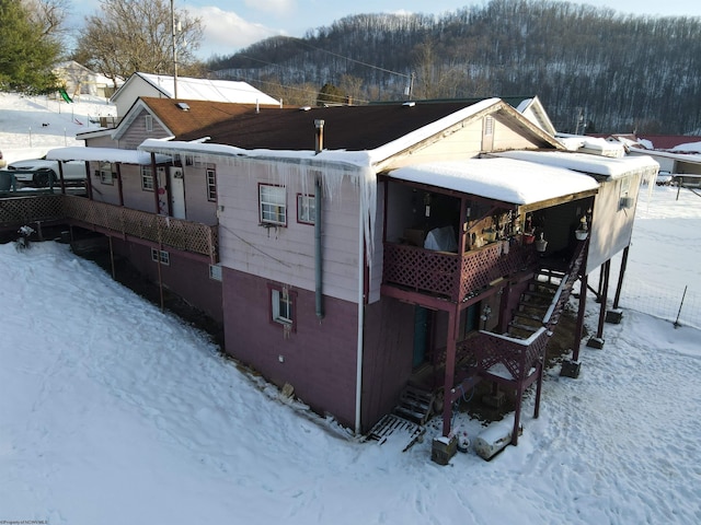 view of snow covered exterior