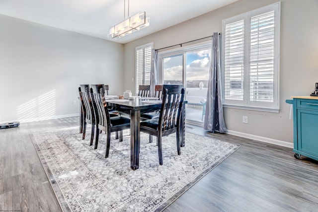 dining area featuring hardwood / wood-style flooring and a wealth of natural light