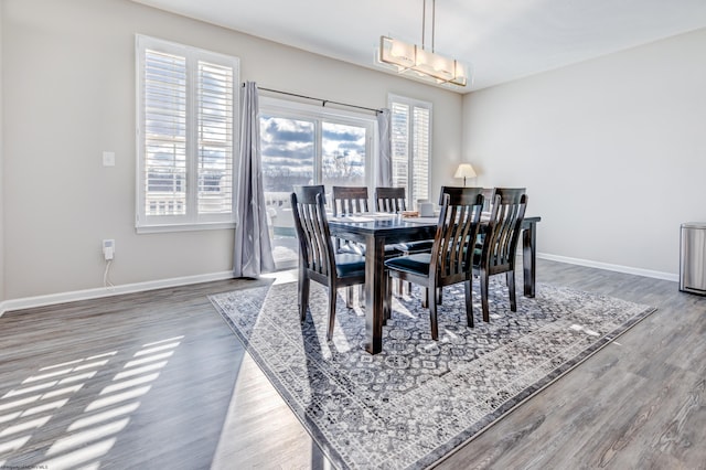 dining area with wood-type flooring