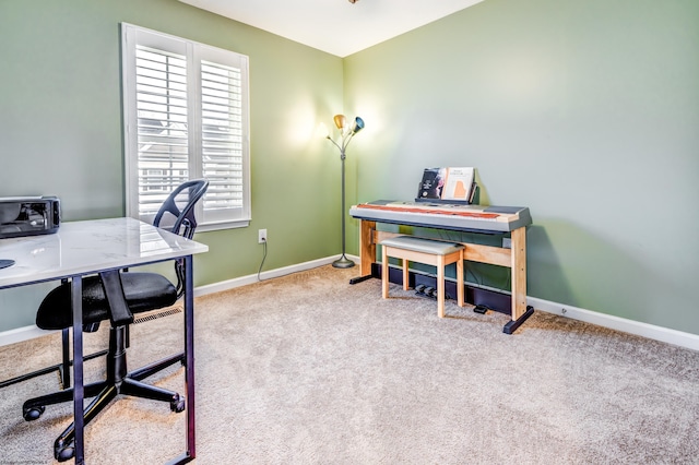 view of carpeted office space