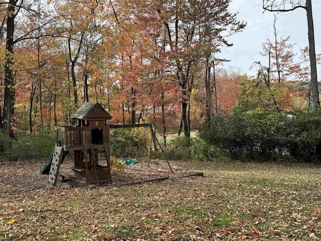 view of yard with a playground