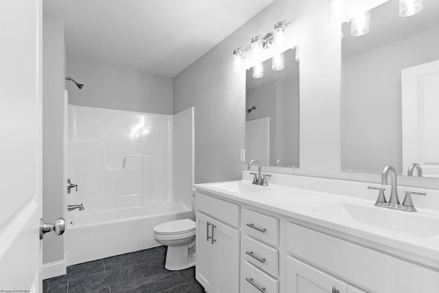 full bathroom featuring vanity, toilet, and shower / bathing tub combination