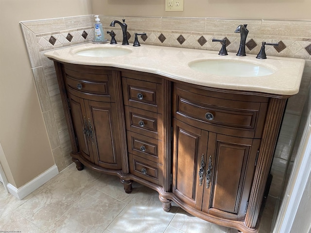 bathroom featuring vanity and tile patterned flooring