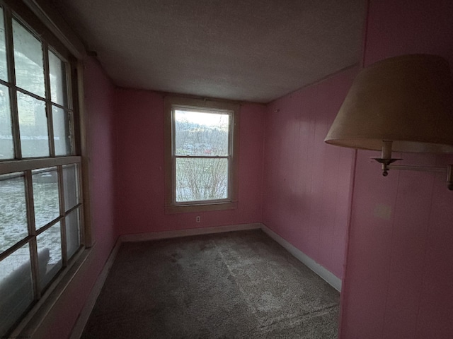 carpeted spare room featuring a textured ceiling