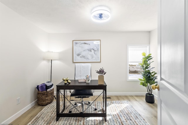 office space featuring light hardwood / wood-style floors