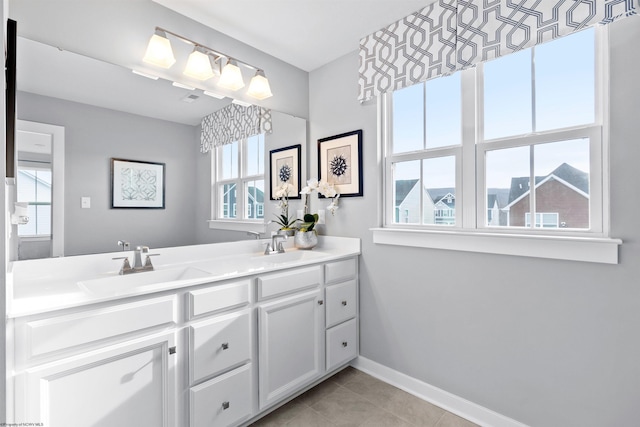 bathroom featuring tile patterned floors and vanity