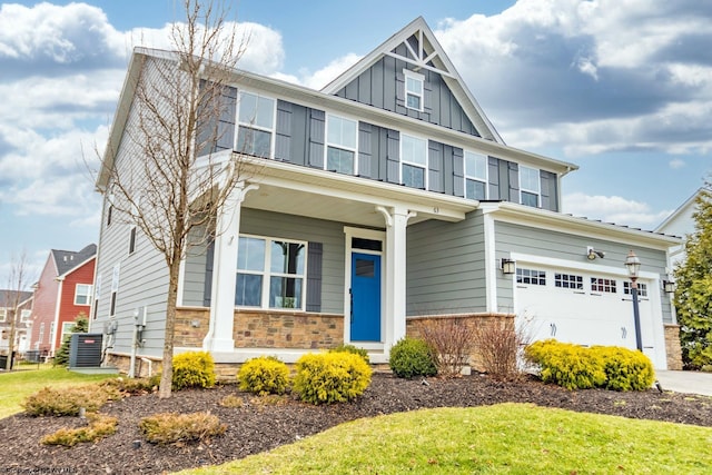 craftsman-style home featuring a garage and a porch