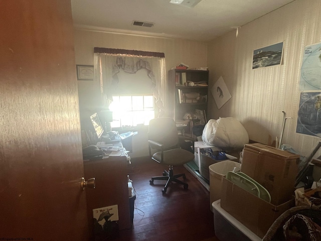 office featuring dark wood-type flooring