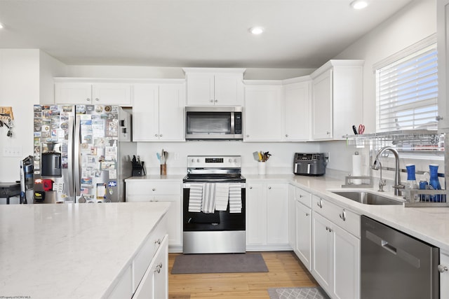 kitchen featuring white cabinetry, sink, and stainless steel appliances