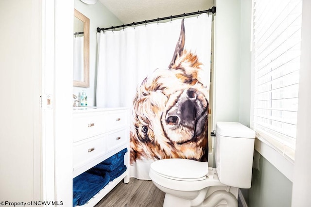 bathroom featuring hardwood / wood-style flooring and toilet