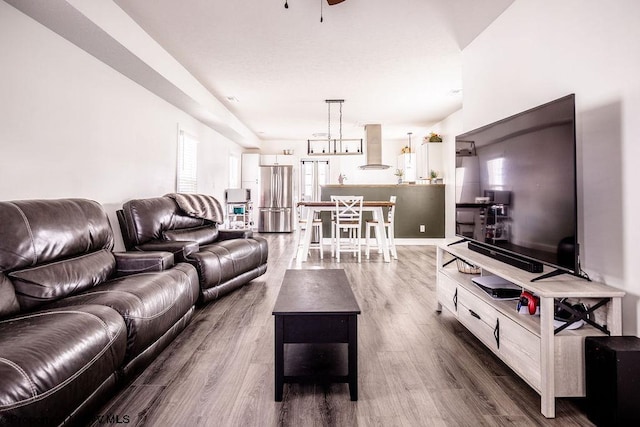 living room with hardwood / wood-style flooring