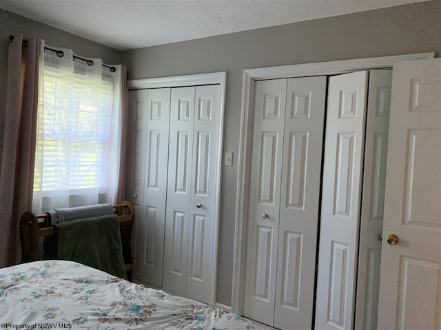 bedroom featuring multiple closets