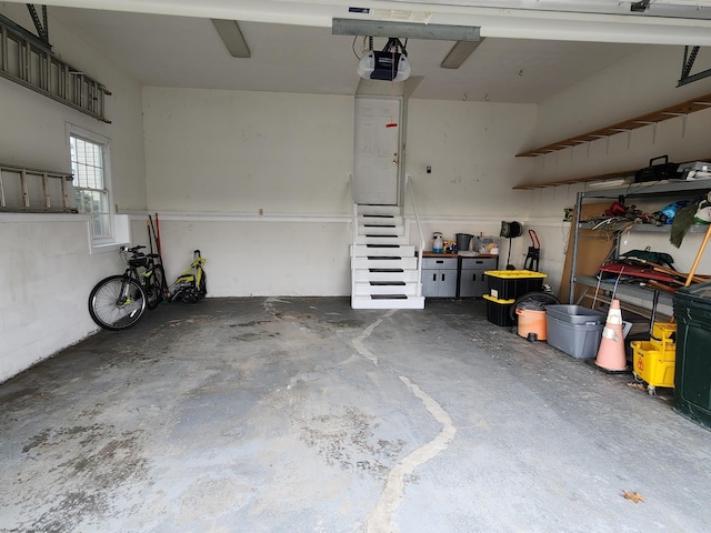 garage with a garage door opener