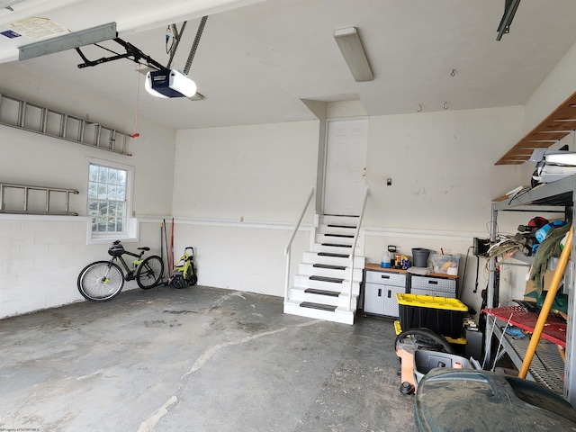 garage with a garage door opener