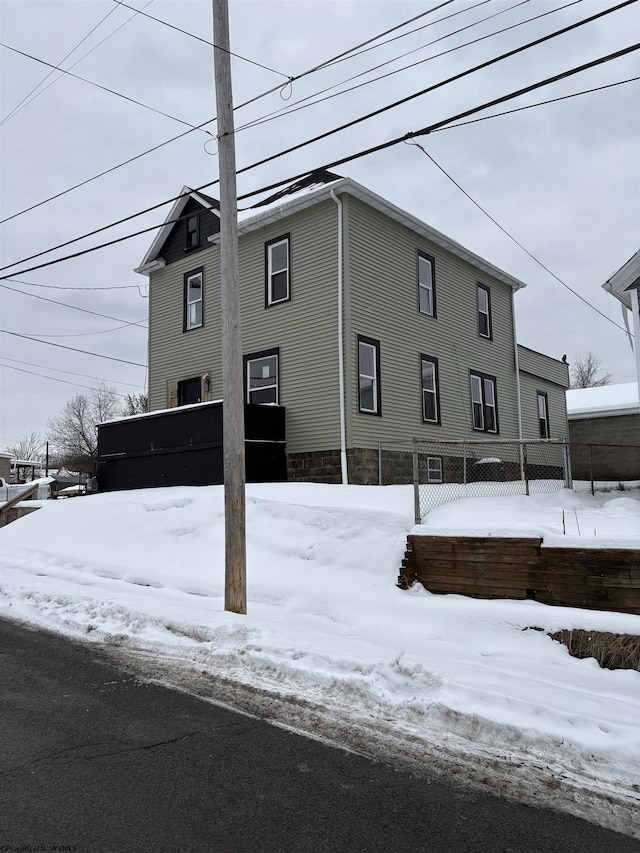 view of snow covered exterior