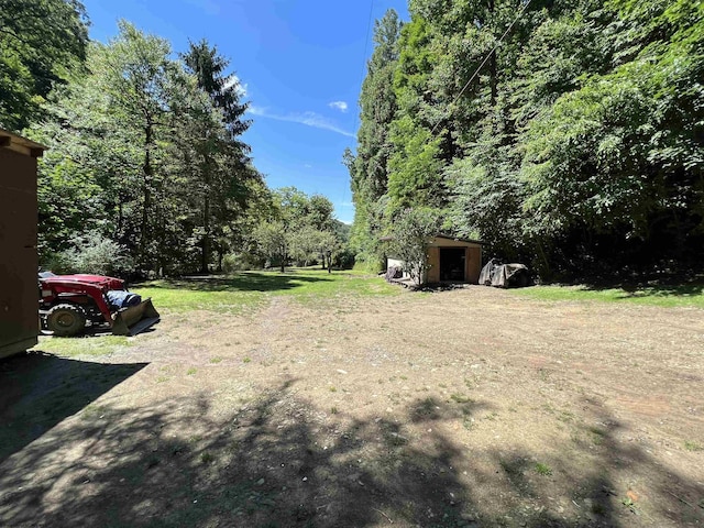 view of yard featuring an outbuilding