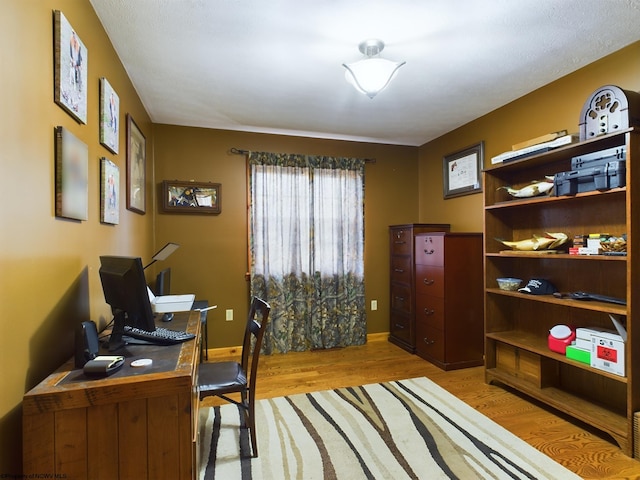 home office featuring light wood-type flooring