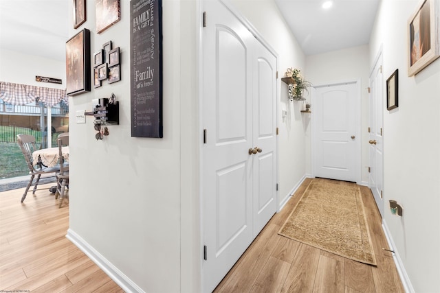 hall featuring light wood-type flooring