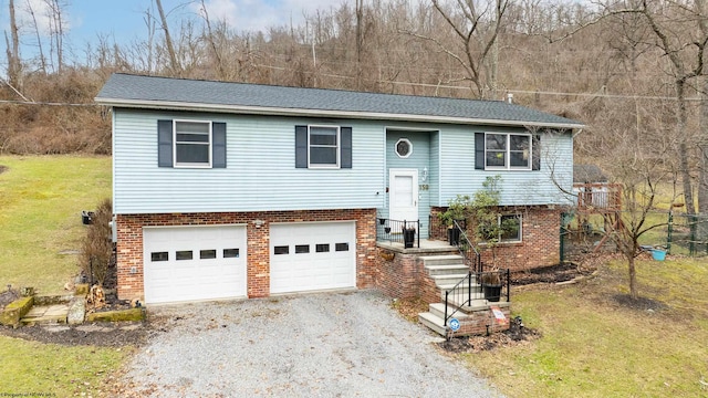 split foyer home featuring a garage