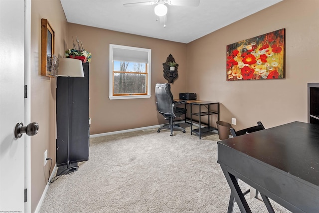 office with carpet and ceiling fan