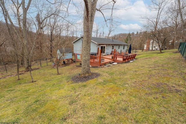 view of yard featuring a deck