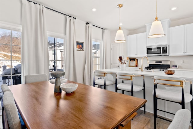 dining space featuring light hardwood / wood-style floors