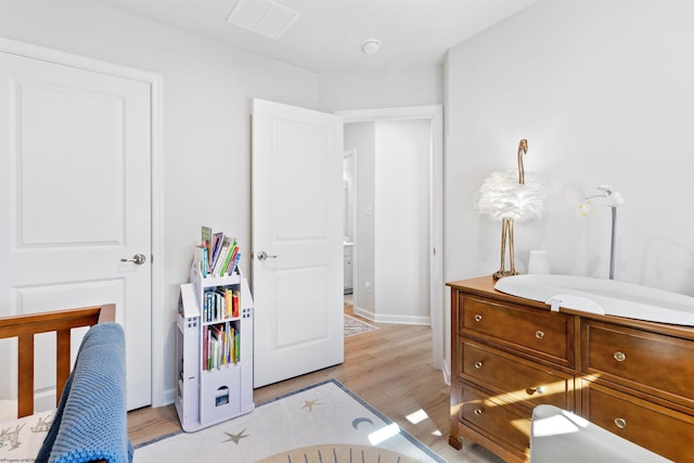 bedroom featuring light hardwood / wood-style flooring