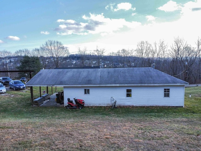 exterior space with a yard