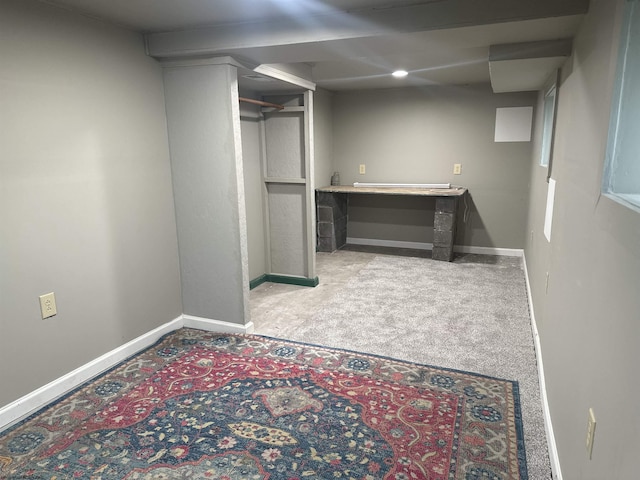 basement with carpet