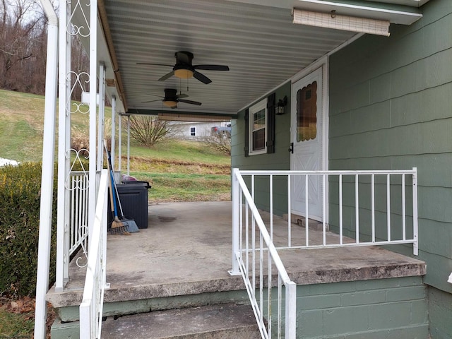 view of patio / terrace featuring ceiling fan