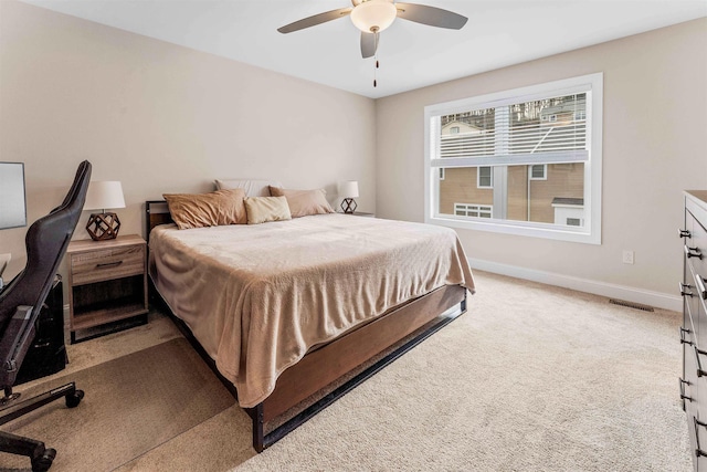 bedroom with carpet and ceiling fan