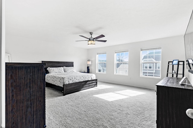 bedroom with carpet floors and ceiling fan