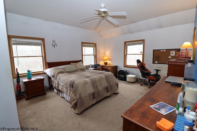 carpeted bedroom featuring a ceiling fan
