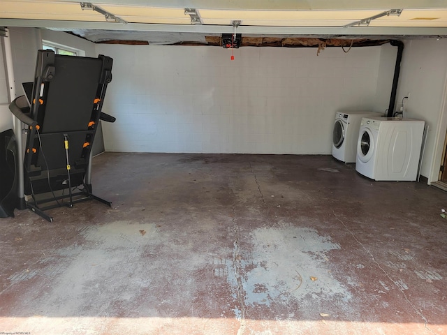 929 Garrison Ave, Morgantown, WV 26505 - garage featuring washing machine and clothes dryer and concrete block wall