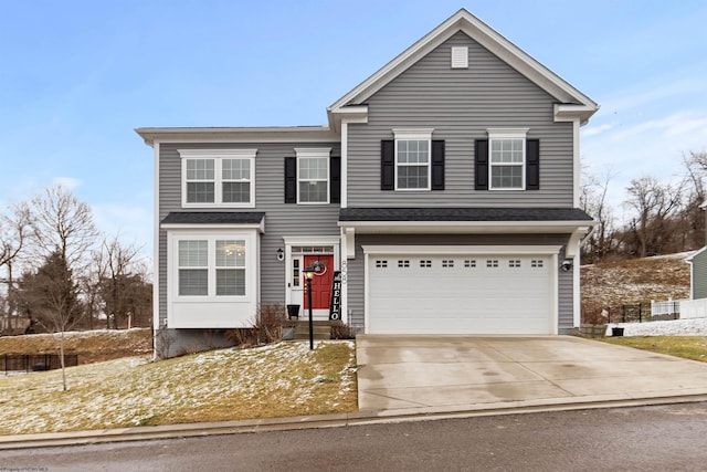 view of property with a garage