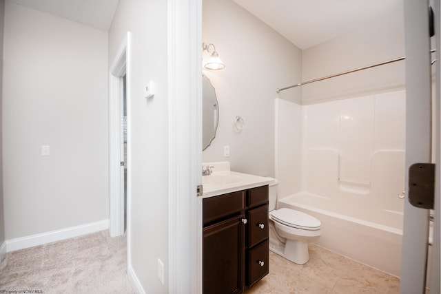 full bathroom featuring vanity, shower / bathtub combination, and toilet