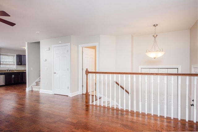 hall featuring dark hardwood / wood-style floors