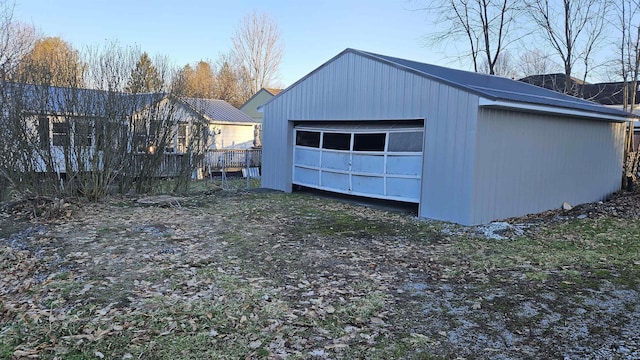 view of detached garage