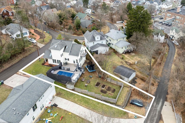 drone / aerial view with a residential view