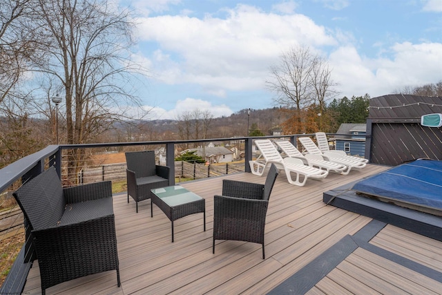 deck with an outdoor living space