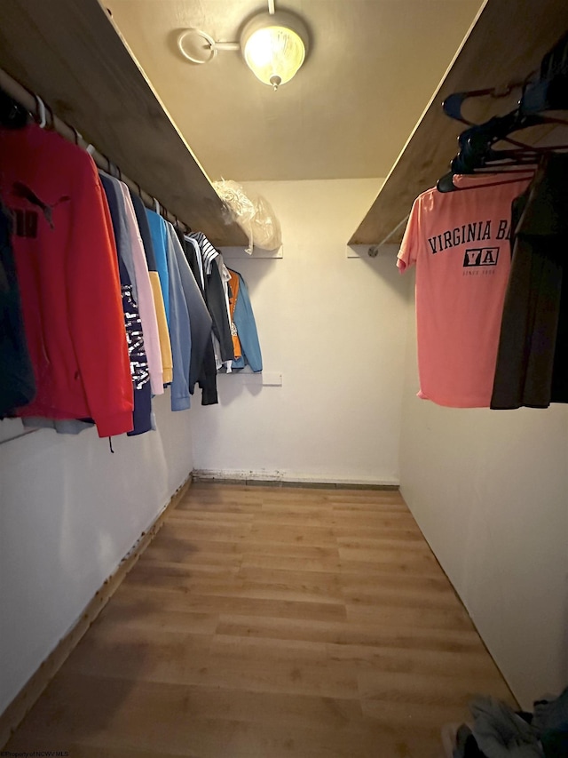 walk in closet featuring wood finished floors