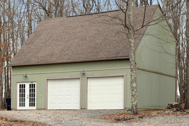 garage featuring french doors