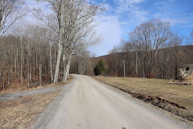 view of road featuring a view of trees