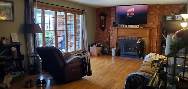 living area with wood finished floors