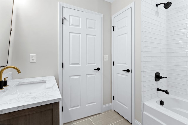 full bathroom with shower / bathtub combination and vanity