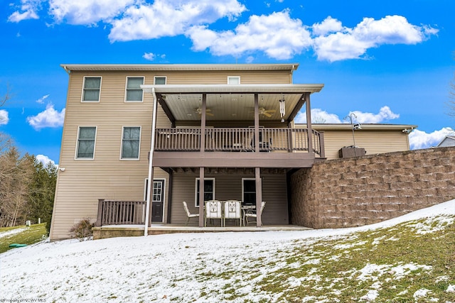 view of snow covered property