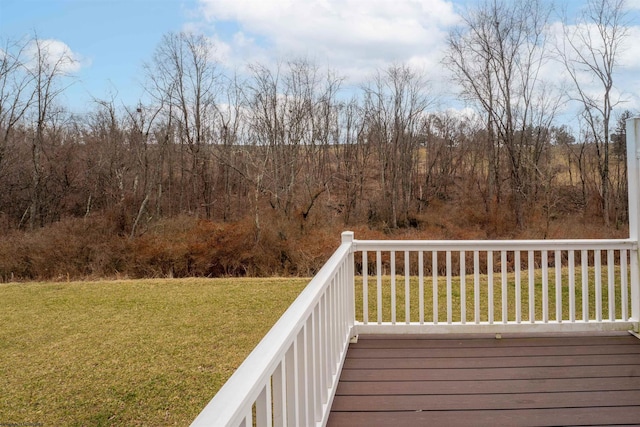 wooden deck with a lawn